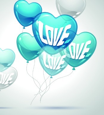 Blue and White Transparent Heart-Shaped Balloons Vector