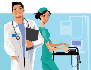 Health Care Doctor and Nurse Vector