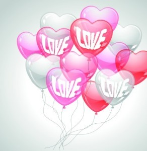 Pink, Yellow, and RedTransparent Heart-Shaped Balloons Vector