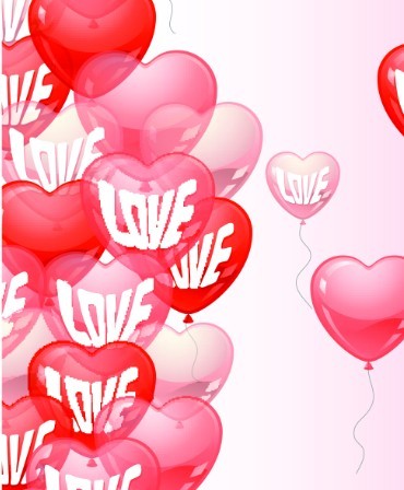 Pink and Red Transparent Heart-Shaped Balloons Vector