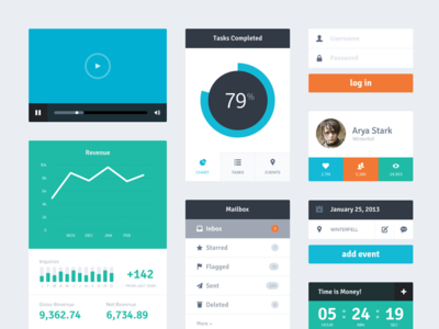 Riki Tanones Flat Web UI Kit PSD