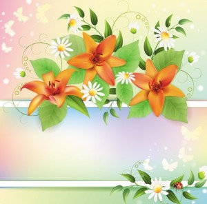 Vintage Spring Florals Background Vector 01