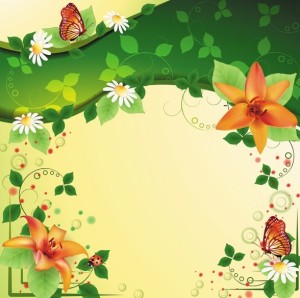 Vintage Spring Florals Background Vector 04