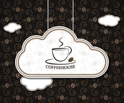 Cloud Like Coffee Label Vector