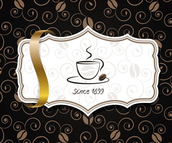 Elegant Coffee Label with Ribbon Vector