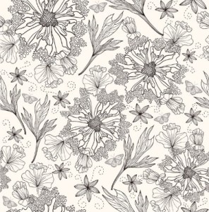 Sketch Hand Drawn Florals Background Vector 01