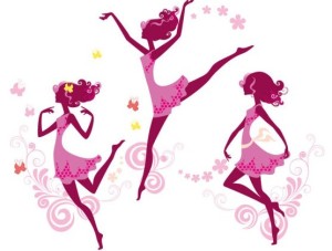 Vector Silhouette of Pink Dancing Girl