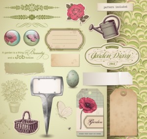 Vintage Garden Design Elemengs Vector