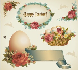 Vintage Happy Easter Design Elements Vector