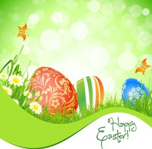 Green Happy Easter Background Vector 01