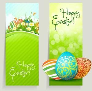 Green Happy Easter Banners Vector 01