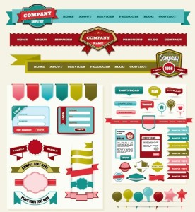 Colorful Web Badges and Ribbons Design Collection 01