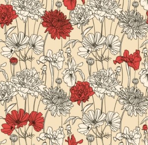 Cute Vintage HandDrawn Flowers Vector 01