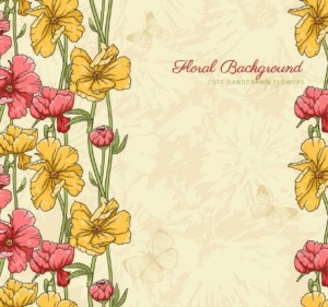 Cute Vintage HandDrawn Flowers Vector 03