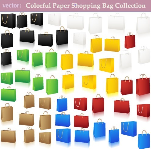 Set Of Vector Colorful Paper Shopping Bags