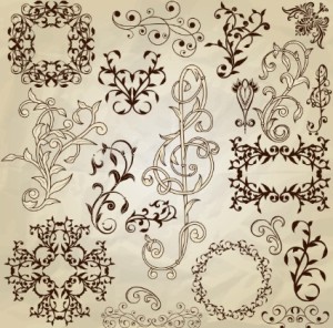 Set of Vintage Vector Floral Pattern Borders and Frames 02