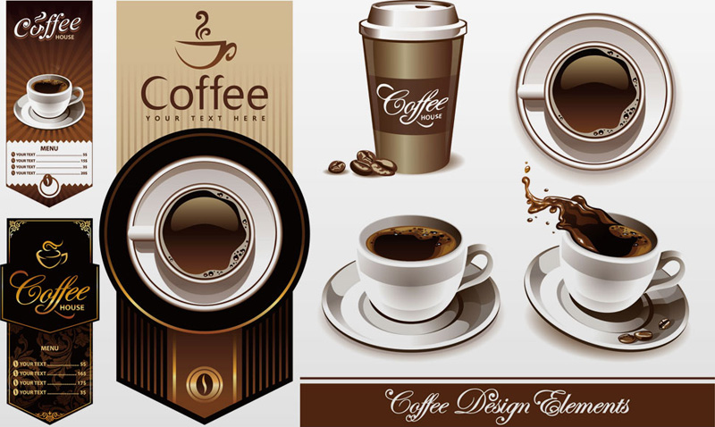 Download Free Coffee Cup and Coffee House Menu Design Elements ...