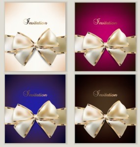 Set of Noble Invitation Cards with Bows Vector