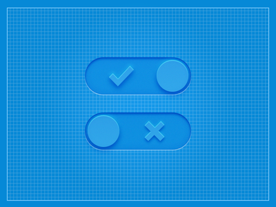 Blue 3D Switch Buttons PSD