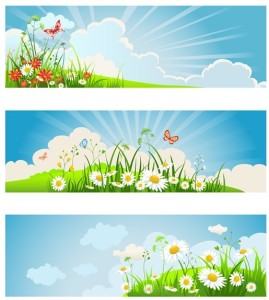 Set of Clean Spring Banners Vector Illustrations