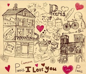 Set of Hand Drawn Romance in Paris Elements Vector 02