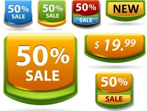 Colored Sale and Discount Labels Vector