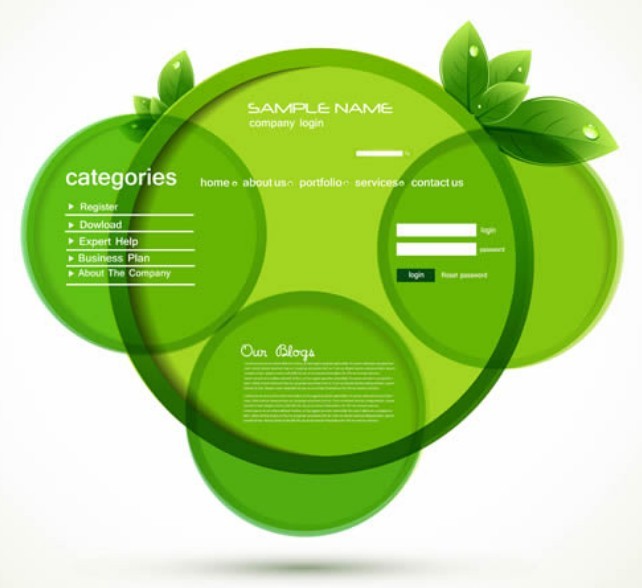 Green Circular Web UI Kit Vector