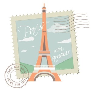 Paris Mon Amour Stamp and Postmark Vector