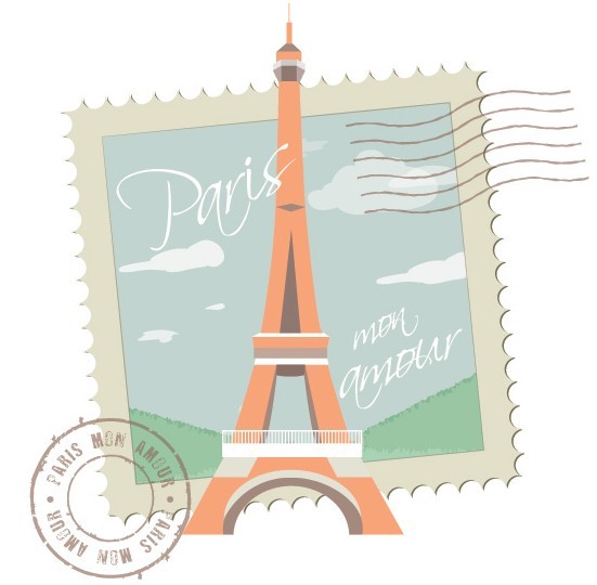 Paris Mon Amour Stamp and Postmark Vector