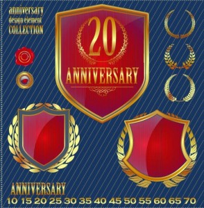 Set of Vector Anniversary Emblem sticker Labels and Tags 02