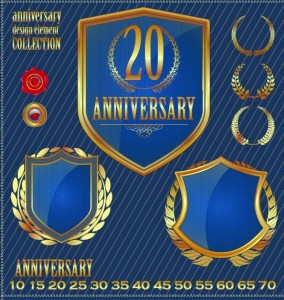 Set of Vector Anniversary Emblem sticker Labels and Tags 03