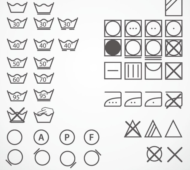 Vector Simple Washing Tag Symbols