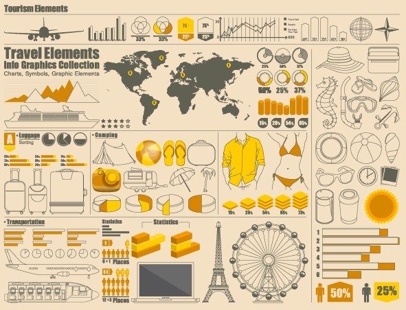 Vector Tourism & Travel Elements for Infographic 01