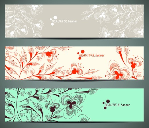 Beautiful Vector Banners with Floral Backgrounds 03