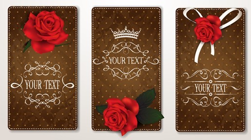 Vintage Leather Cards with Flowers Vector