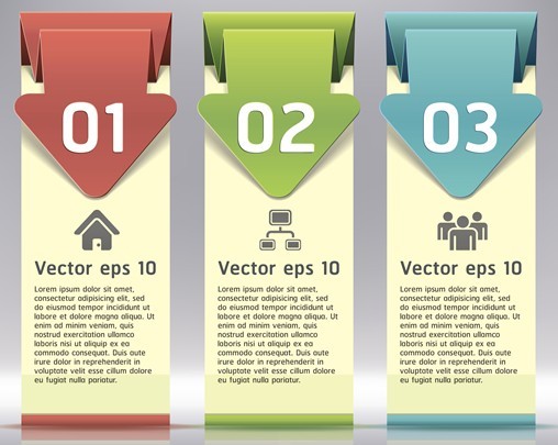 Colored Origami Histograms with Numbers Vector 03