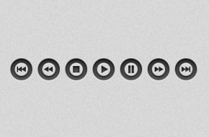 Dark Clean Audio Video Player Buttons (PSD+PNG)