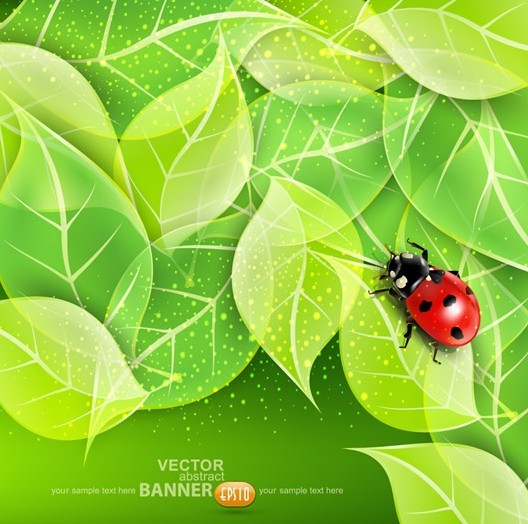 Spring Green Leaves Vector Background 03