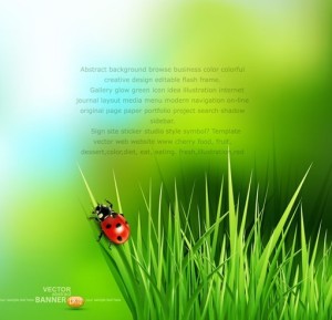 Spring Green Leaves Vector Background 04