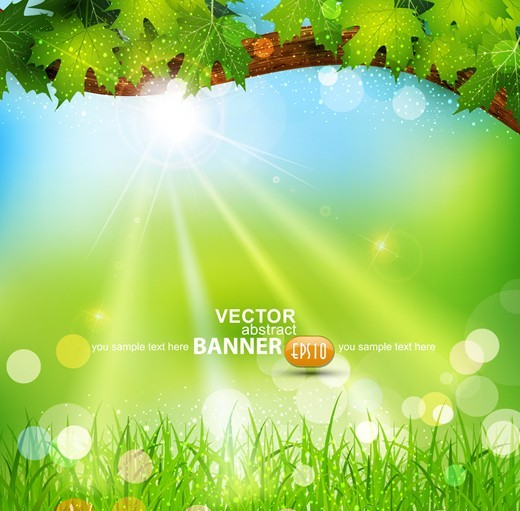 Spring Green Leaves Vector Background 07