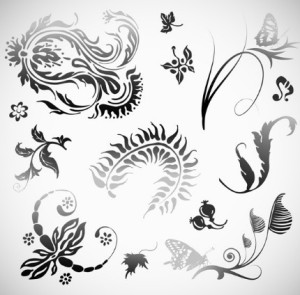 Set Of Black Patterns Design Vector Illustration 03