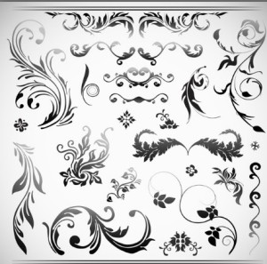 Set Of Black Patterns Design Vector Illustration 05