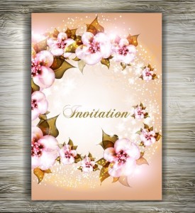 Beautiful Floral Wedding Invitation Card Design Vector 02