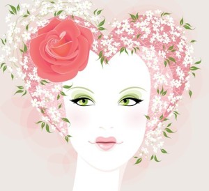 Fashion Floral Hairstyle Vector Girl 03