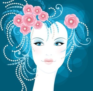 Fashion Floral Hairstyle Vector Girl 04