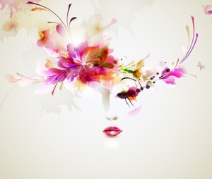 Fashion Floral Hairstyle Vector Girl 09