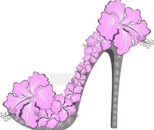 Creative Pink Floral High-Heeled Shoes Vector