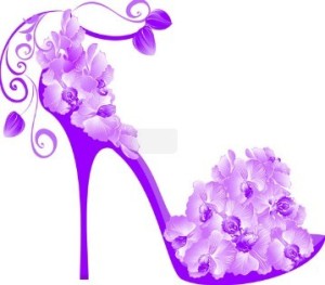 Creative Purple Floral High-Heeled Shoes Vector