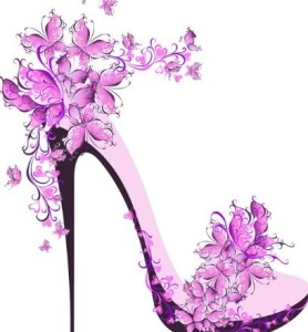 Creative Violet Floral High-Heeled Shoes Vector