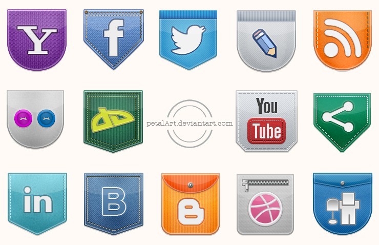 Funny Pockets Social Icon Set